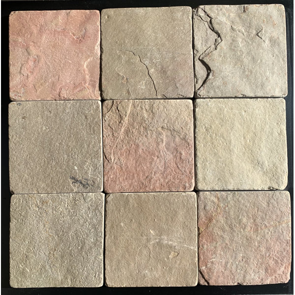 The Tile Square 4" x 4" Beveled Slate Stone Look Wall & Floor Tile